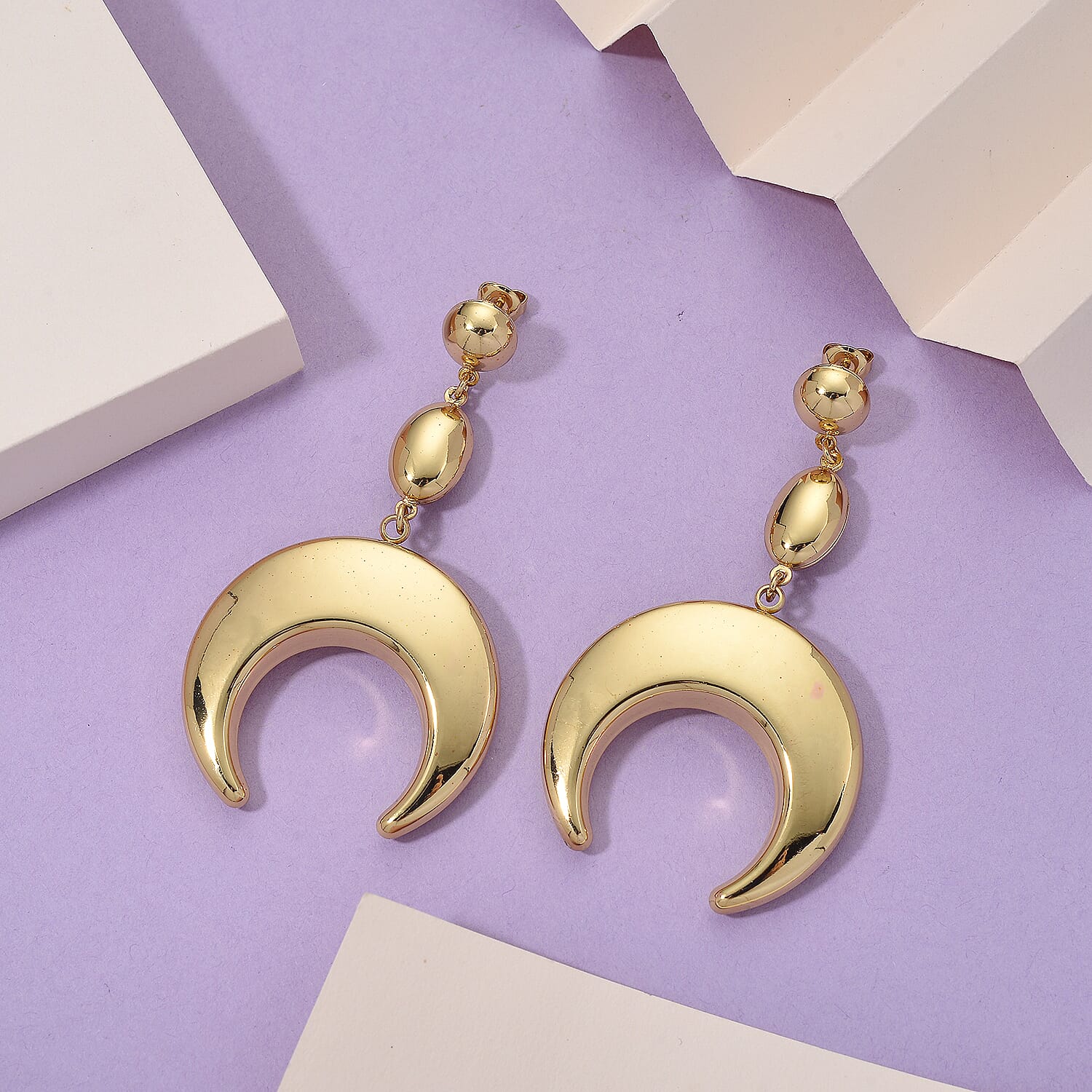 Close Out Deal - Designer Inspired HorseShoe Earring with Push Back in Yellow Gold Colour Tone