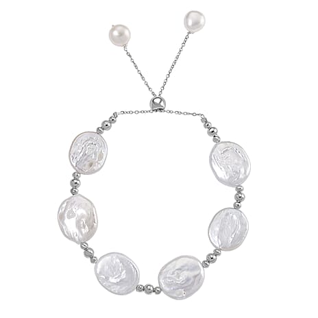 White Keshi Pearl Bolo Bracelet (Size 6-9 Adjustable)