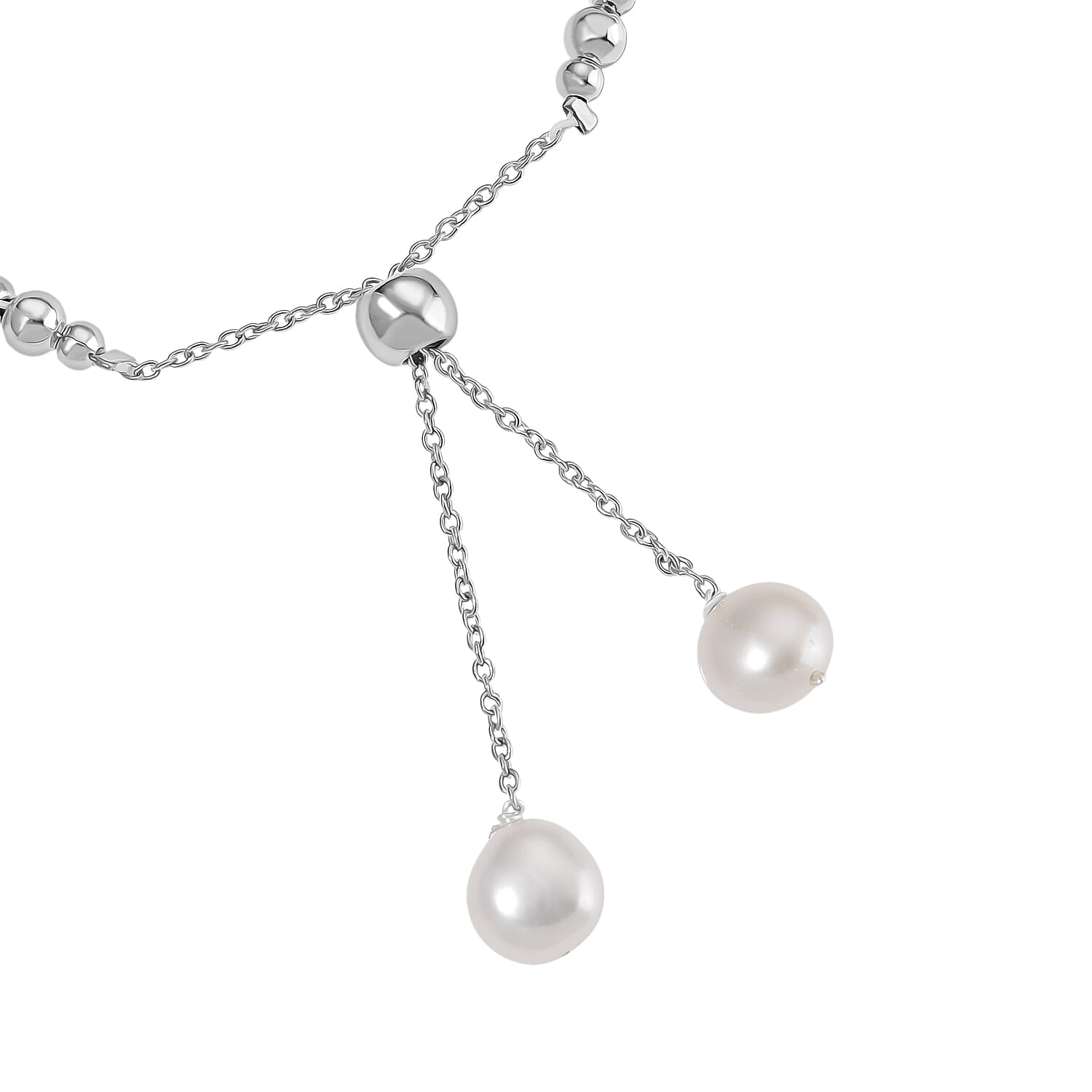 White Keshi Pearl Bolo Bracelet (Size 6-9 Adjustable)