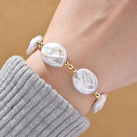 White Fresh Water Pearl Bracelet (Size 6-9 Inch Adjustable)
