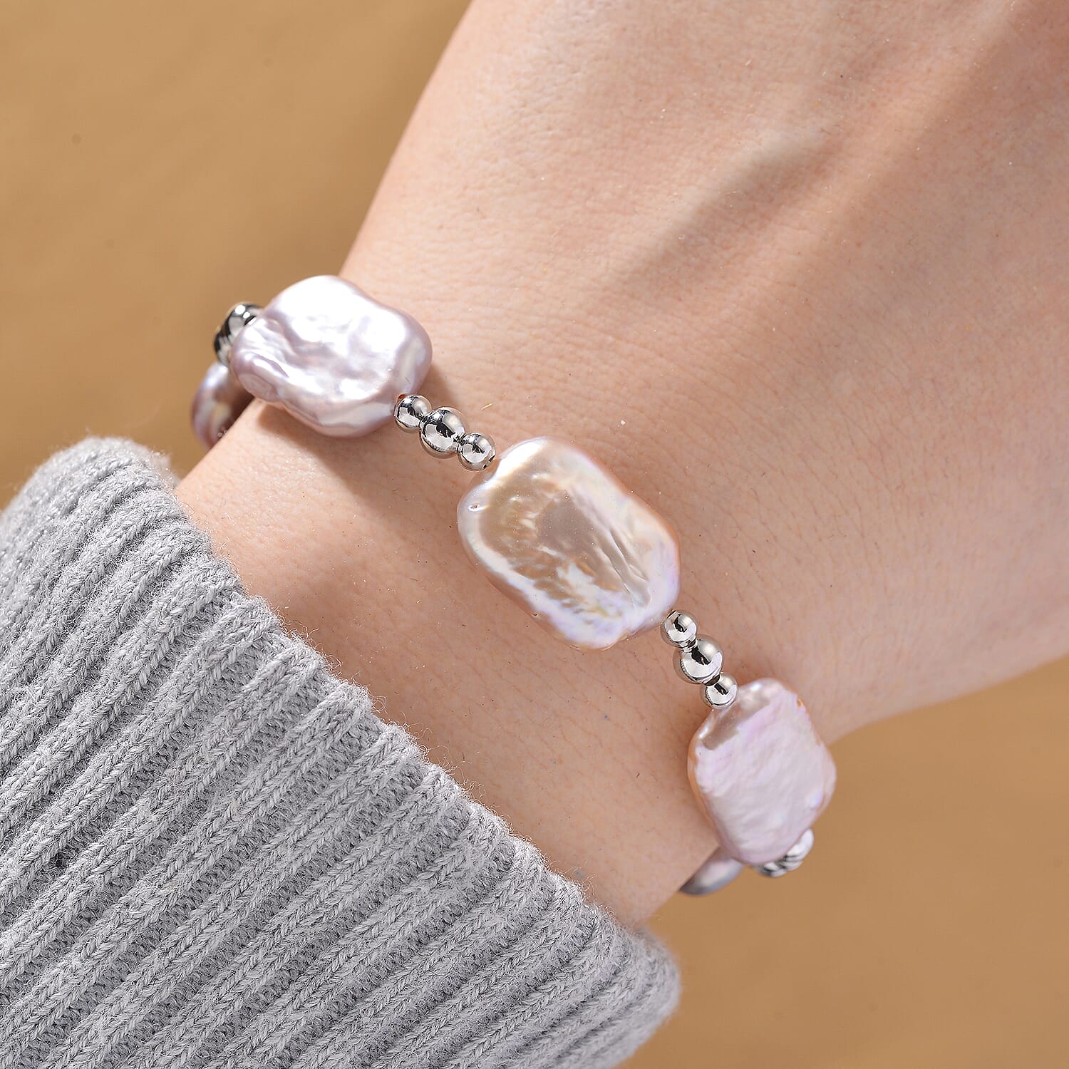 Purple Keshi Pearl Bolo Bracelet (Size 6-9 Adjustable)