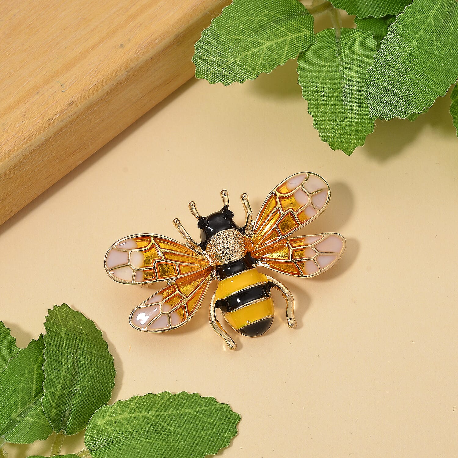 Austrian Black Crystal Brooch with Enamel in Yellow Gold Plated- Butterfly