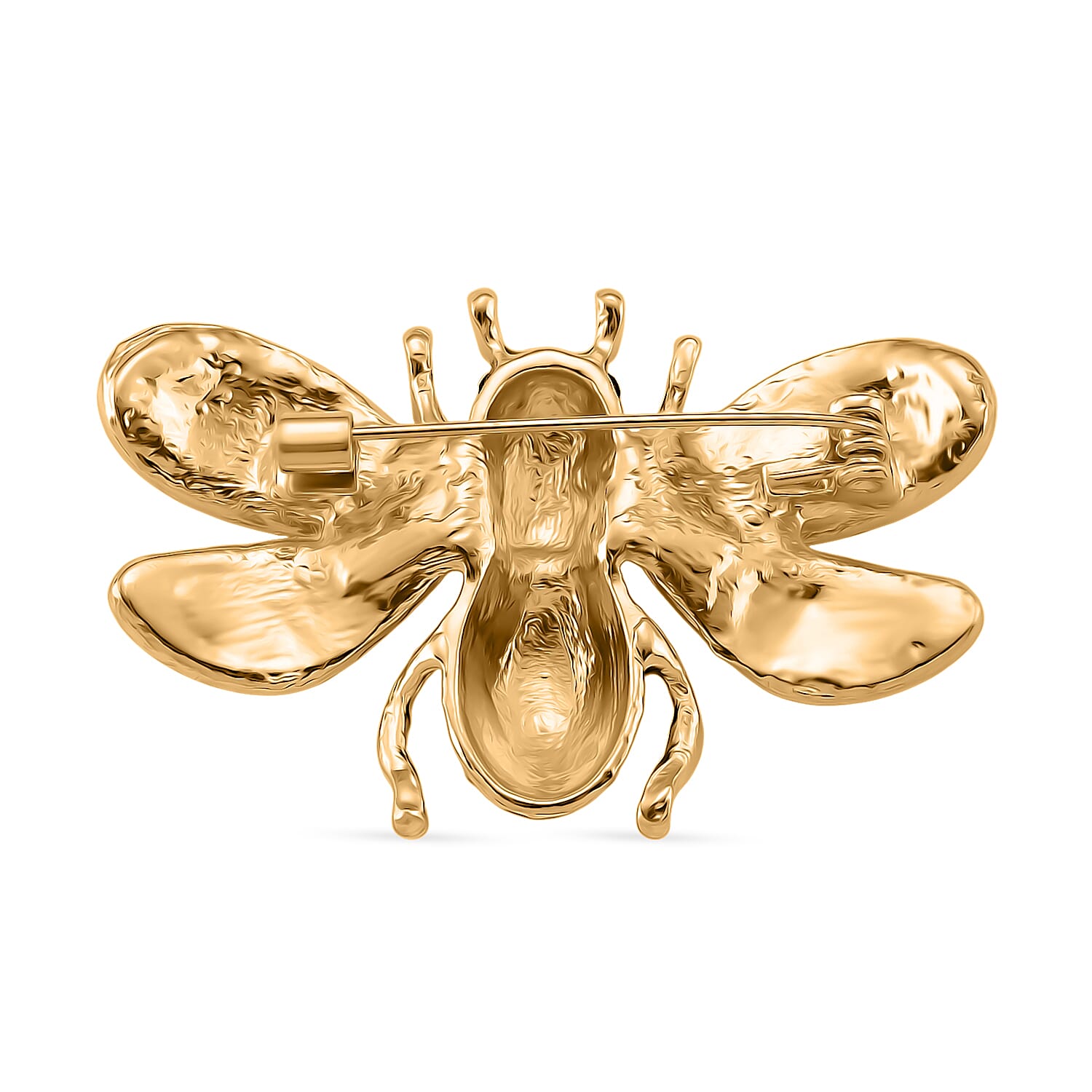 Austrian Black Crystal Brooch with Enamel in Yellow Gold Plated- Butterfly