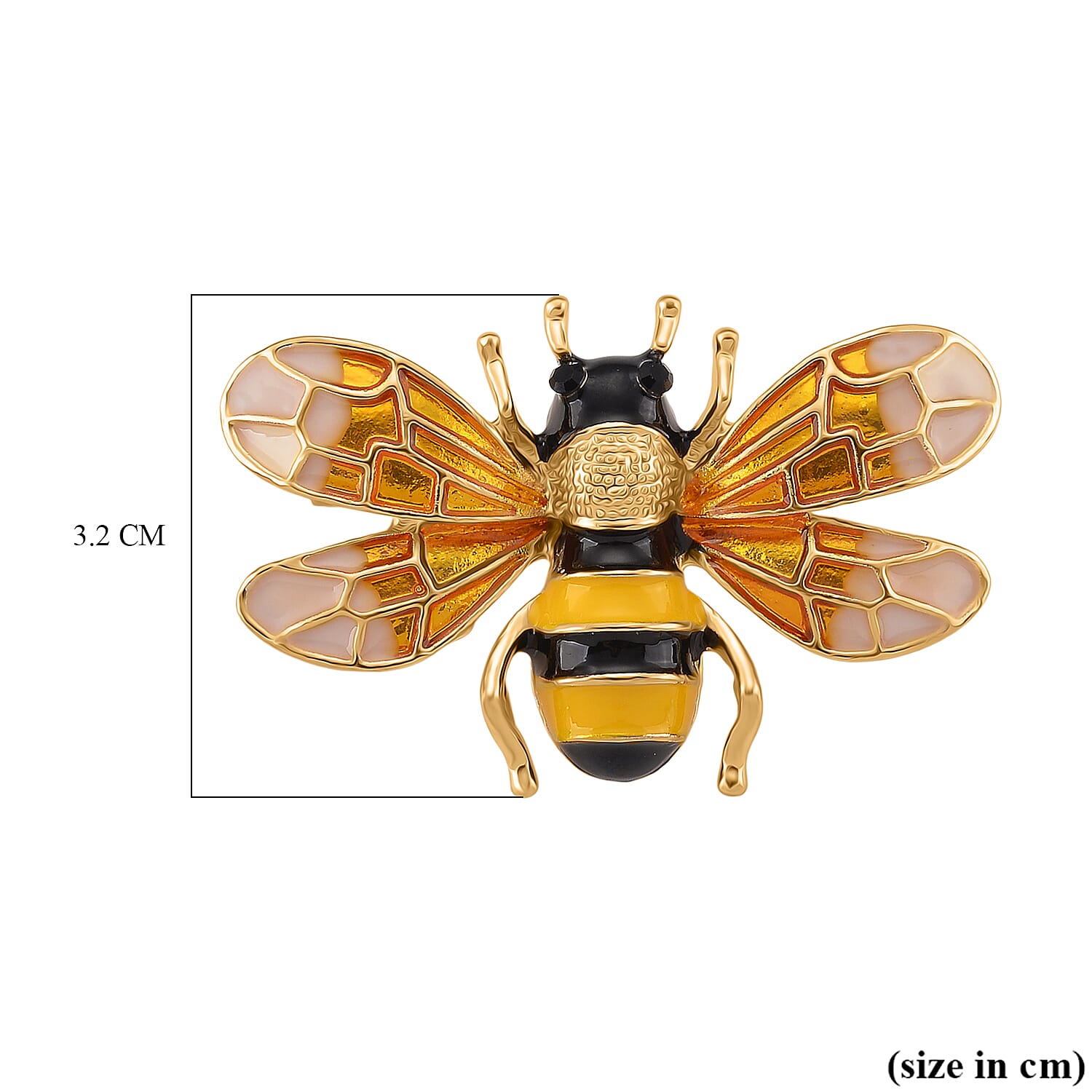 Austrian Black Crystal Brooch with Enamel in Yellow Gold Plated- Butterfly