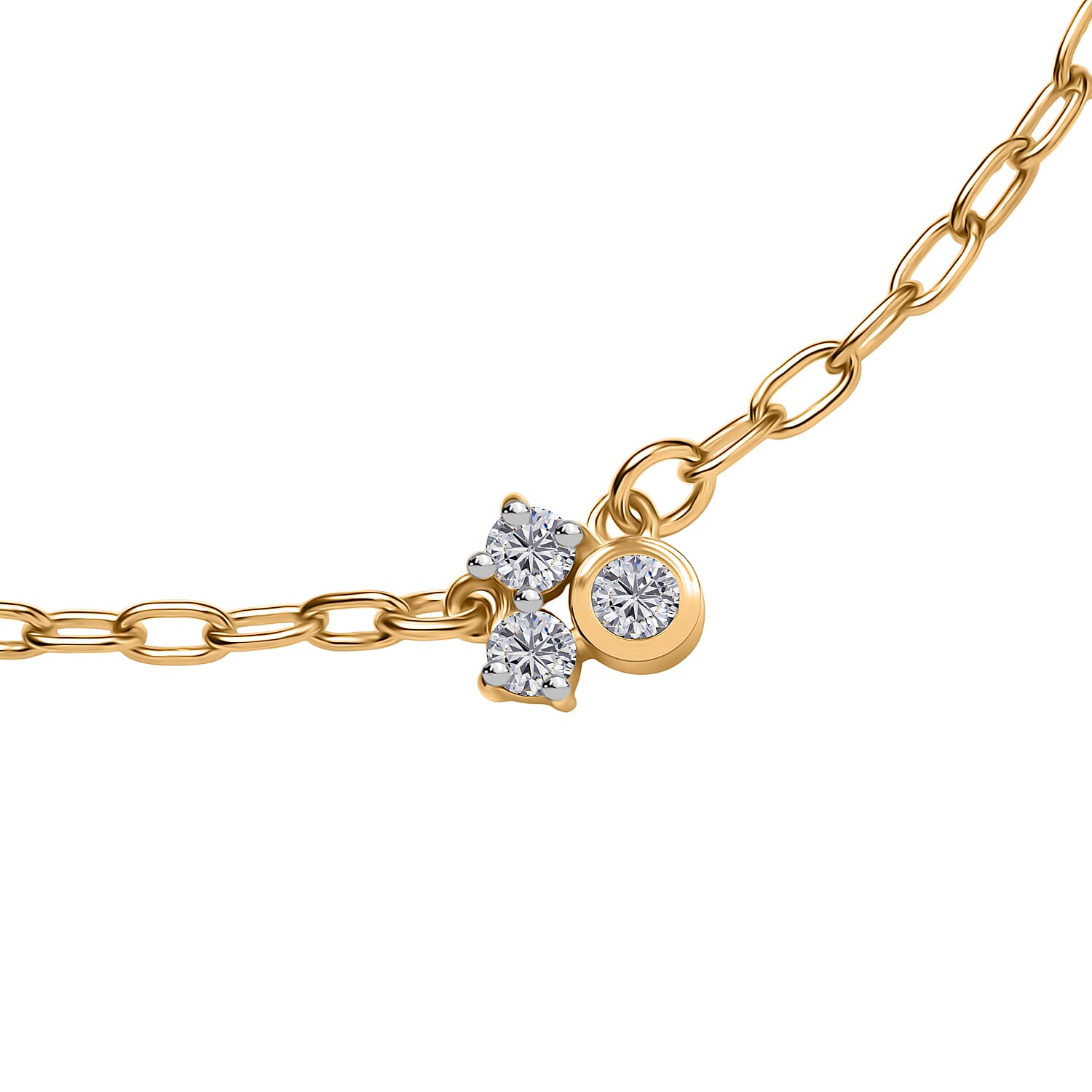 Luxuriant Diamond Lab Grown Diamond (SI-G-H) Chain Bracelet (Size - 7.5) with Lobaster Clasp in 18K Vermeil Yellow Gold Sterling Silver