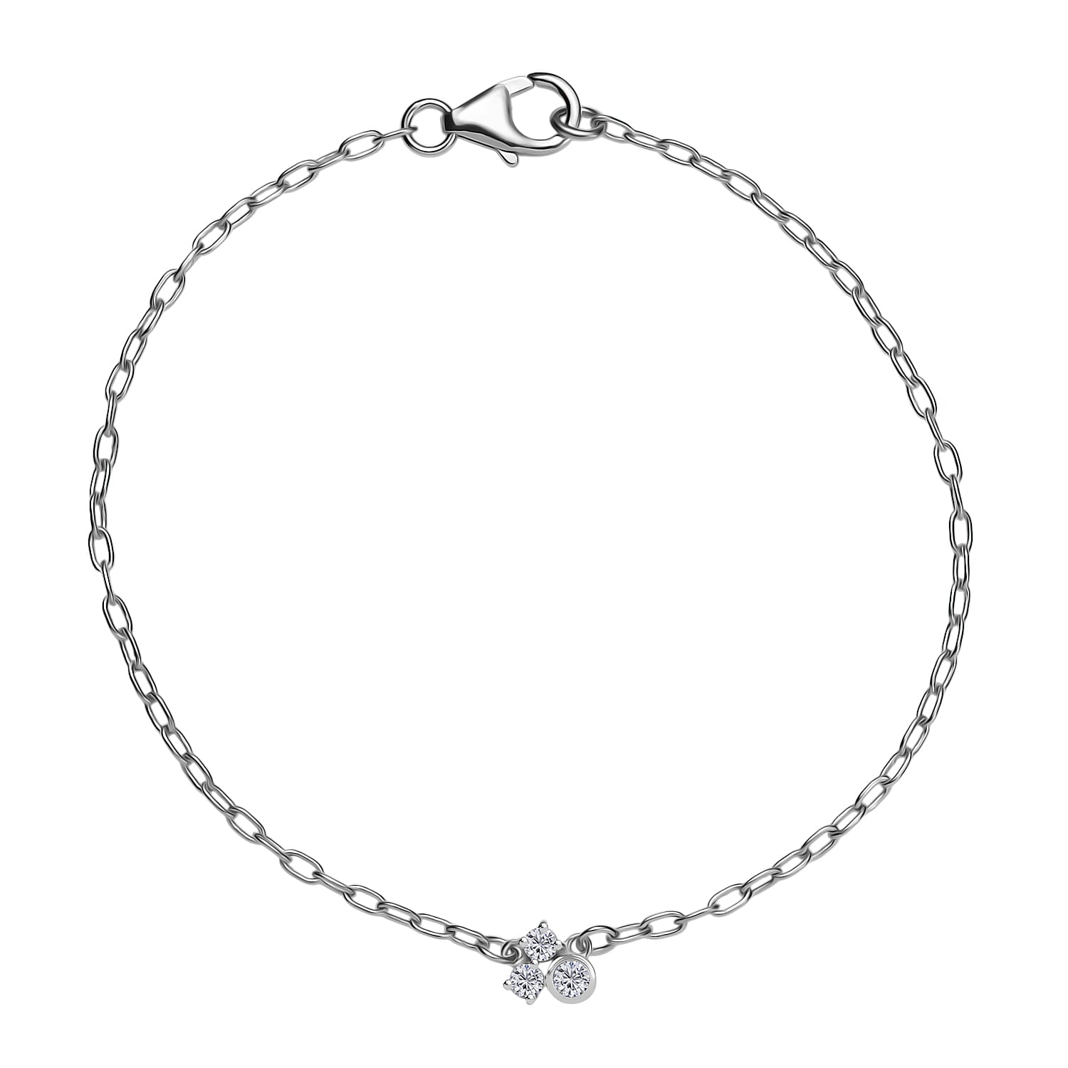 Luxuriant Diamond Lab Grown Diamond (SI-G-H) Chain Bracelet (Size - 7.5) with Lobaster Clasp in Rhodium Overlay Sterling Silver