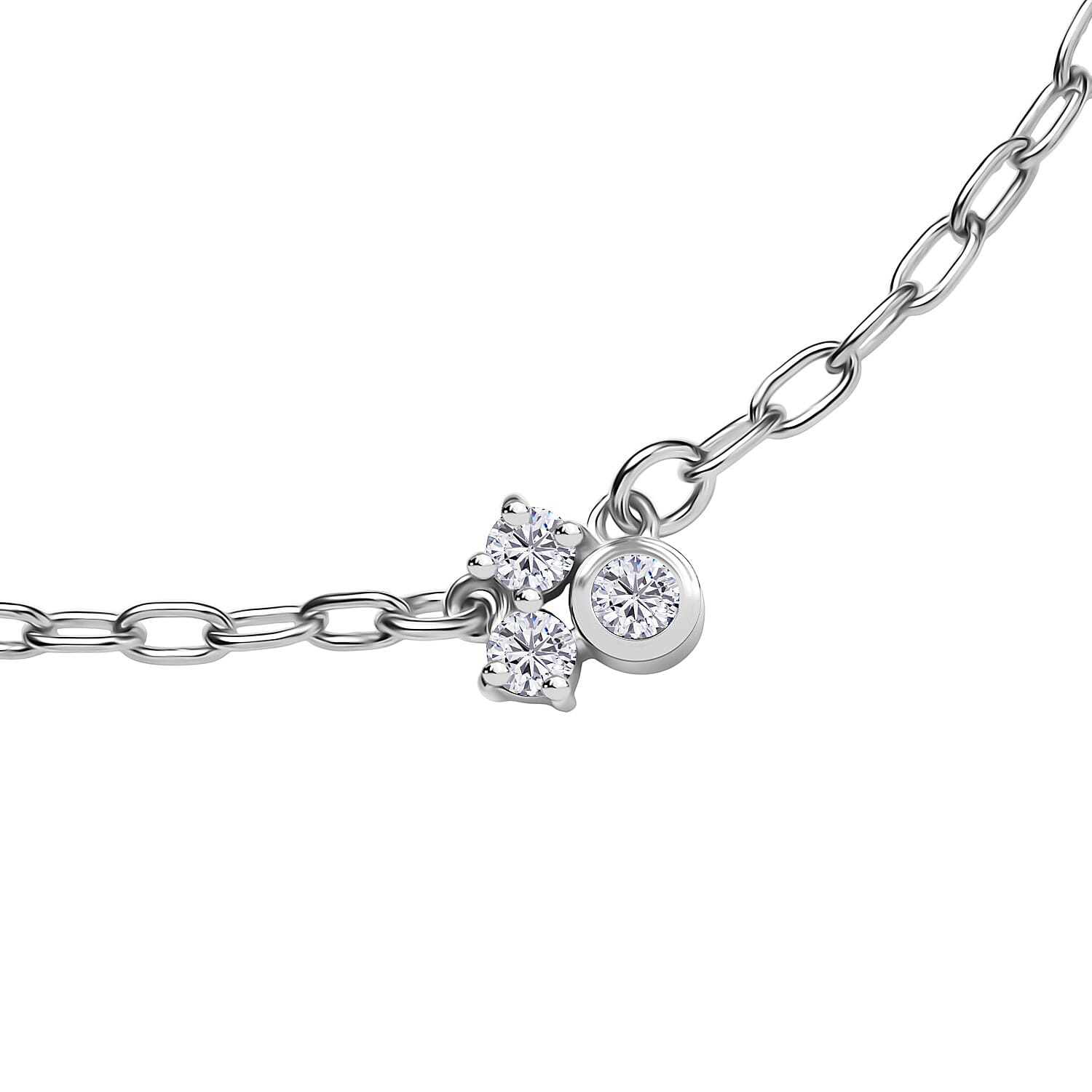 Luxuriant Diamond Lab Grown Diamond (SI-G-H) Chain Bracelet (Size - 7.5) with Lobaster Clasp in Rhodium Overlay Sterling Silver