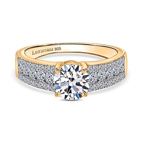 Biggest Close Out Deal- LUXURIANT Lab Grown (SI-G-H) Diamond SGL Certified (Center Dia- 1.00 Cts) Ring in 18K Vermeil Yellow Gold Sterling Silver 1.50 Ct.
