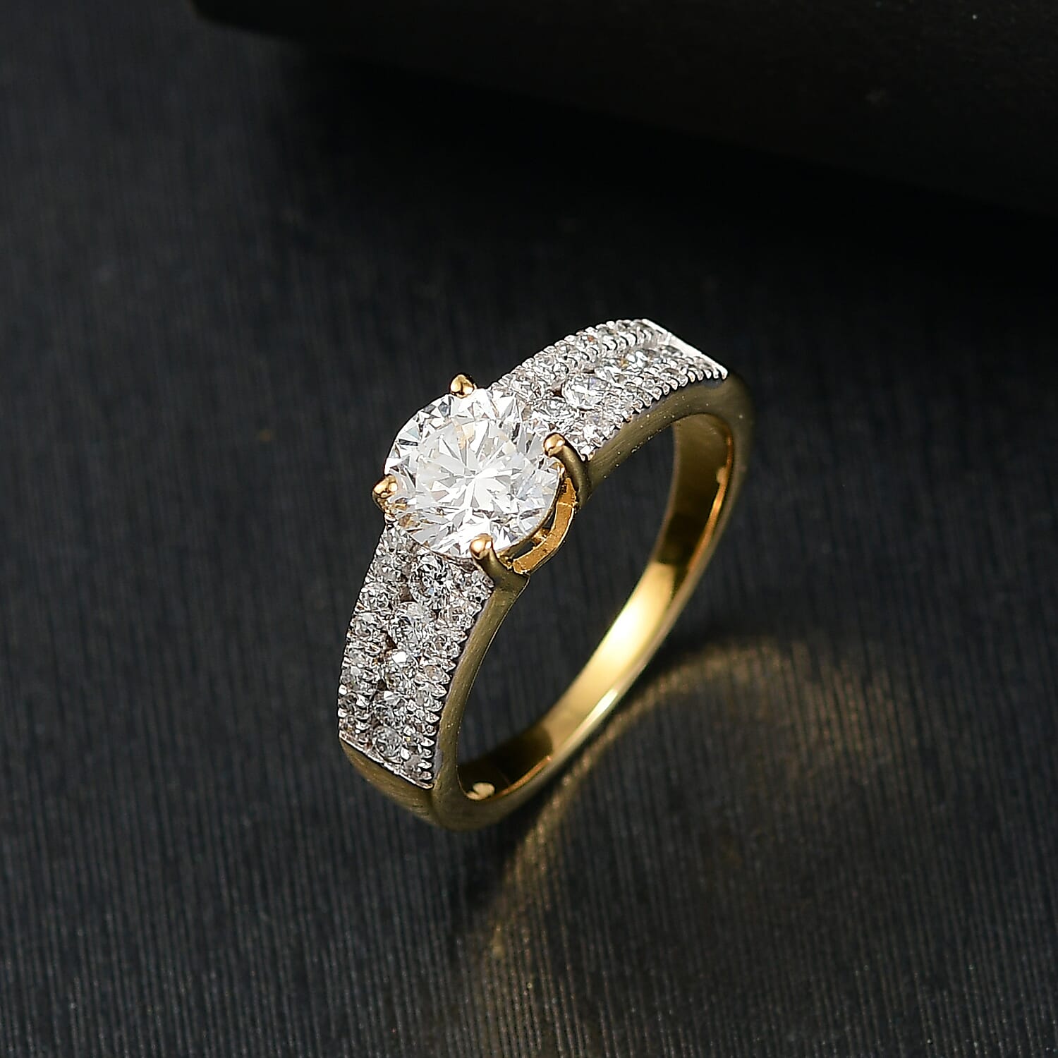 Luxuriant Lab Grown Diamond SGL Certified (SI-GH) Ring in 18K Vermeil Yellow Gold Plated Sterling Silver 1.50 Ct.