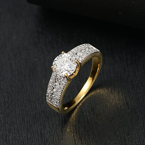Biggest Close Out Deal- LUXURIANT Lab Grown (SI-G-H) Diamond SGL Certified (Center Dia- 1.00 Cts) Ring in 18K Vermeil Yellow Gold Sterling Silver 1.50 Ct.