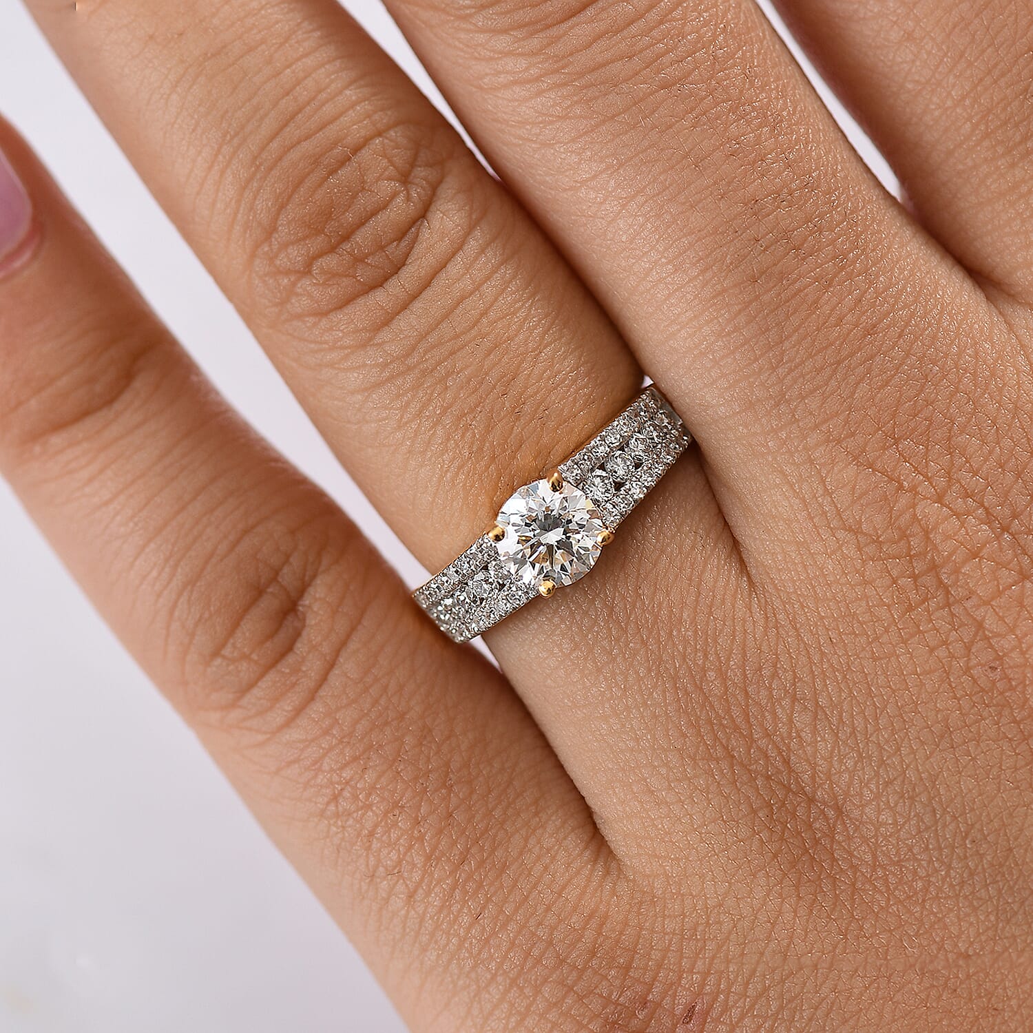 Luxuriant Lab Grown Diamond SGL Certified (SI-GH) Ring in 18K Vermeil Yellow Gold Plated Sterling Silver 1.50 Ct.