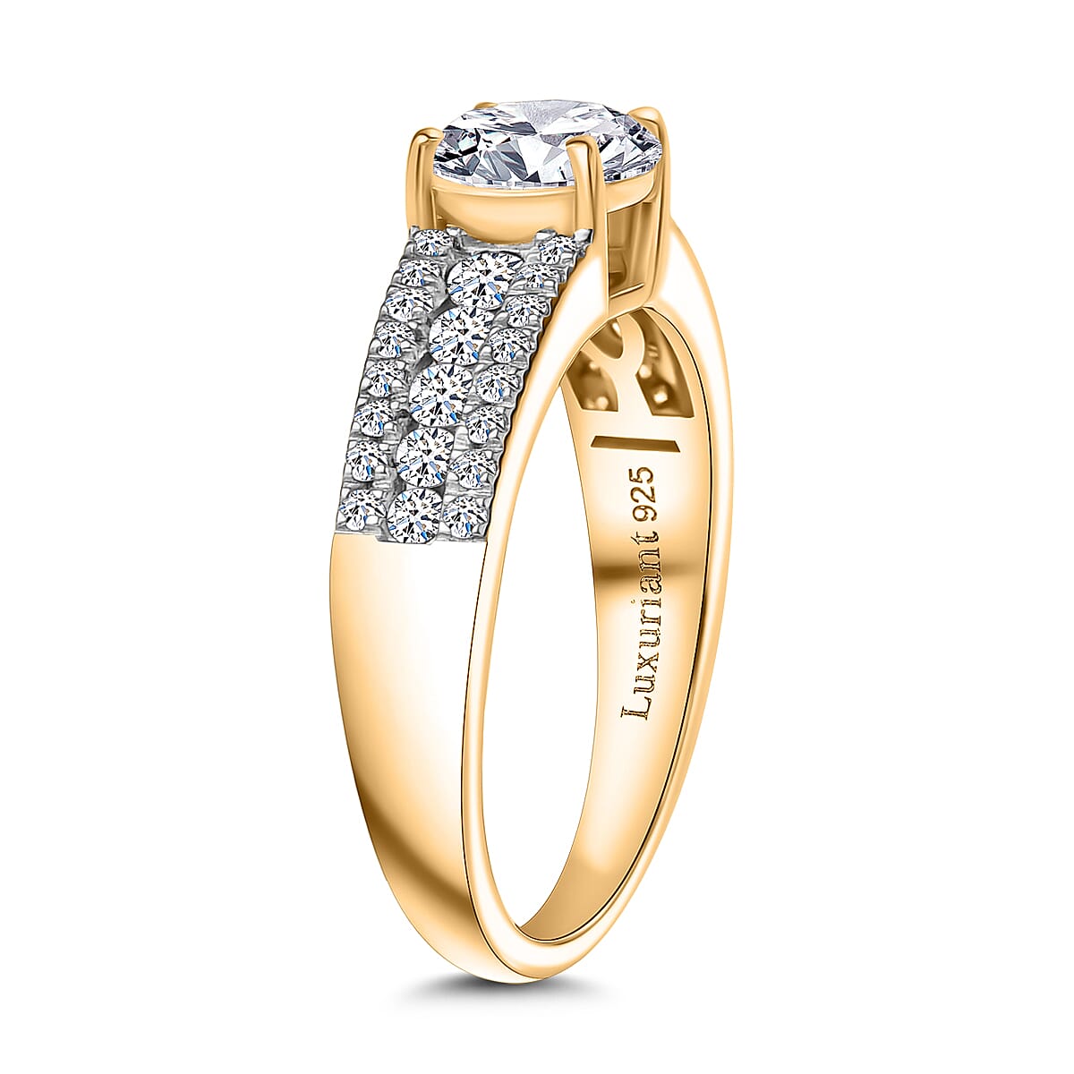 Luxuriant Lab Grown Diamond SGL Certified (SI-GH) Ring in 18K Vermeil Yellow Gold Plated Sterling Silver 1.50 Ct.