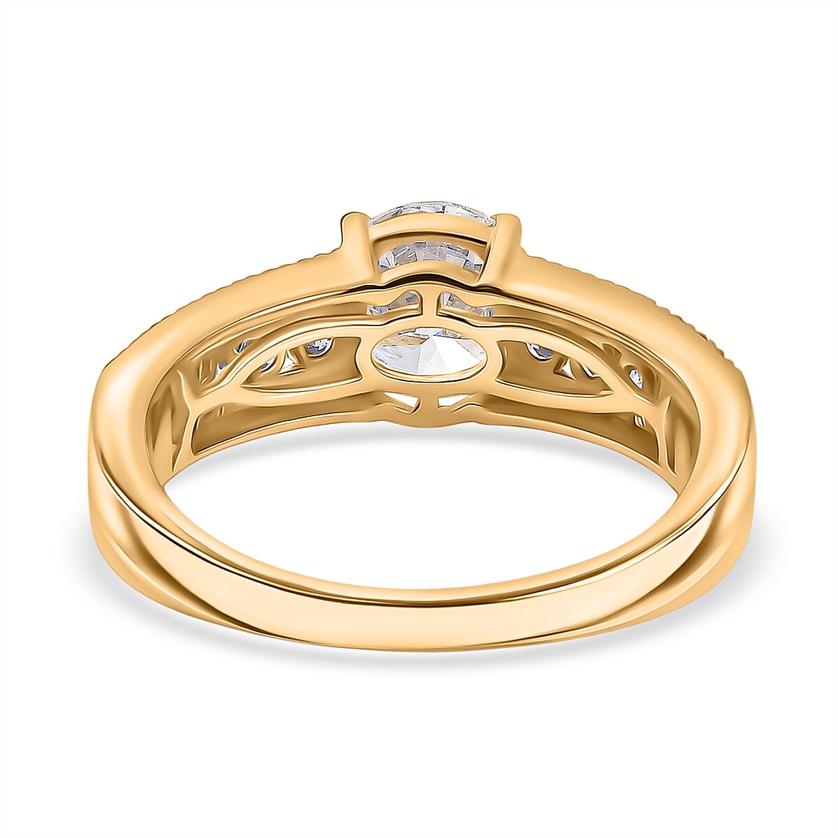 Luxuriant Lab Grown Diamond SGL Certified (SI-GH) Ring in 18K Vermeil Yellow Gold Plated Sterling Silver 1.50 Ct.