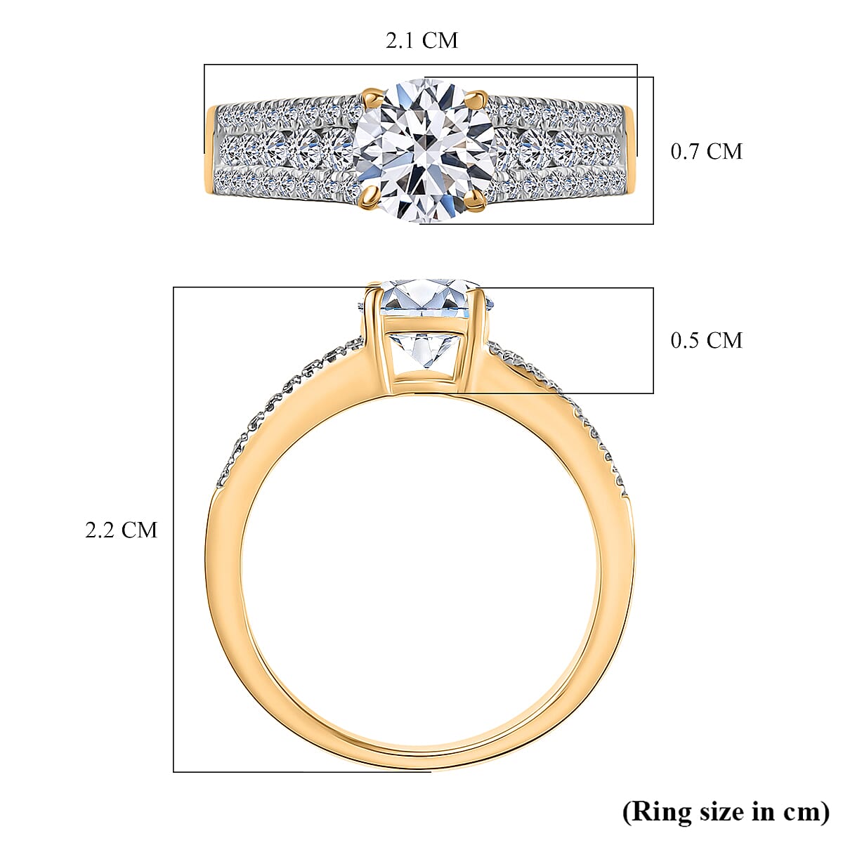 Luxuriant Lab Grown Diamond SGL Certified (SI-GH) Ring in 18K Vermeil Yellow Gold Plated Sterling Silver 1.50 Ct.