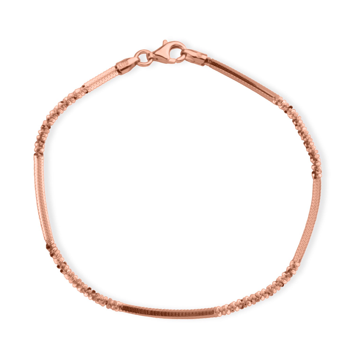 Vicenza Collection Sterling Silver Bracelet (Size - 7.5) with Lobster Clasp in Rose Gold Plated Sterling Silver