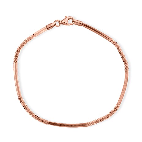 Vicenza Collection Sterling Silver Bracelet (Size - 7.5) with Lobster Clasp in Rose Gold Plated Sterling Silver