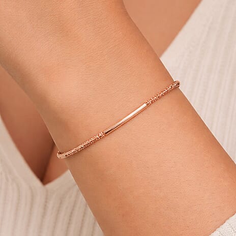 Vicenza Collection Sterling Silver Bracelet (Size - 7.5) with Lobster Clasp in Rose Gold Plated Sterling Silver