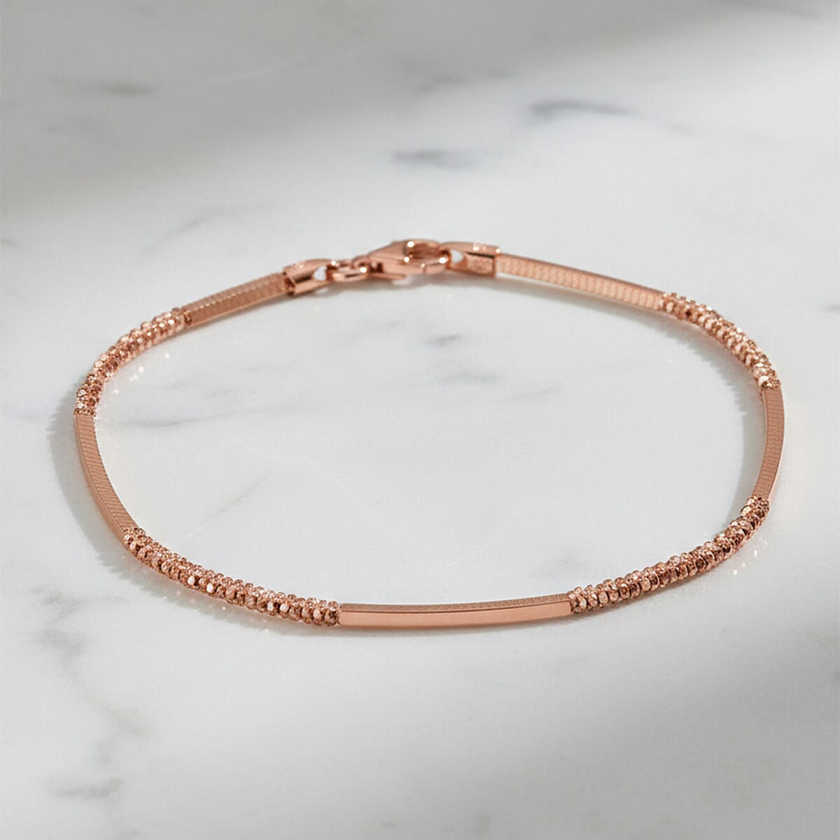 Vicenza Collection Sterling Silver Bracelet (Size - 7.5) with Lobster Clasp in Rose Gold Plated Sterling Silver