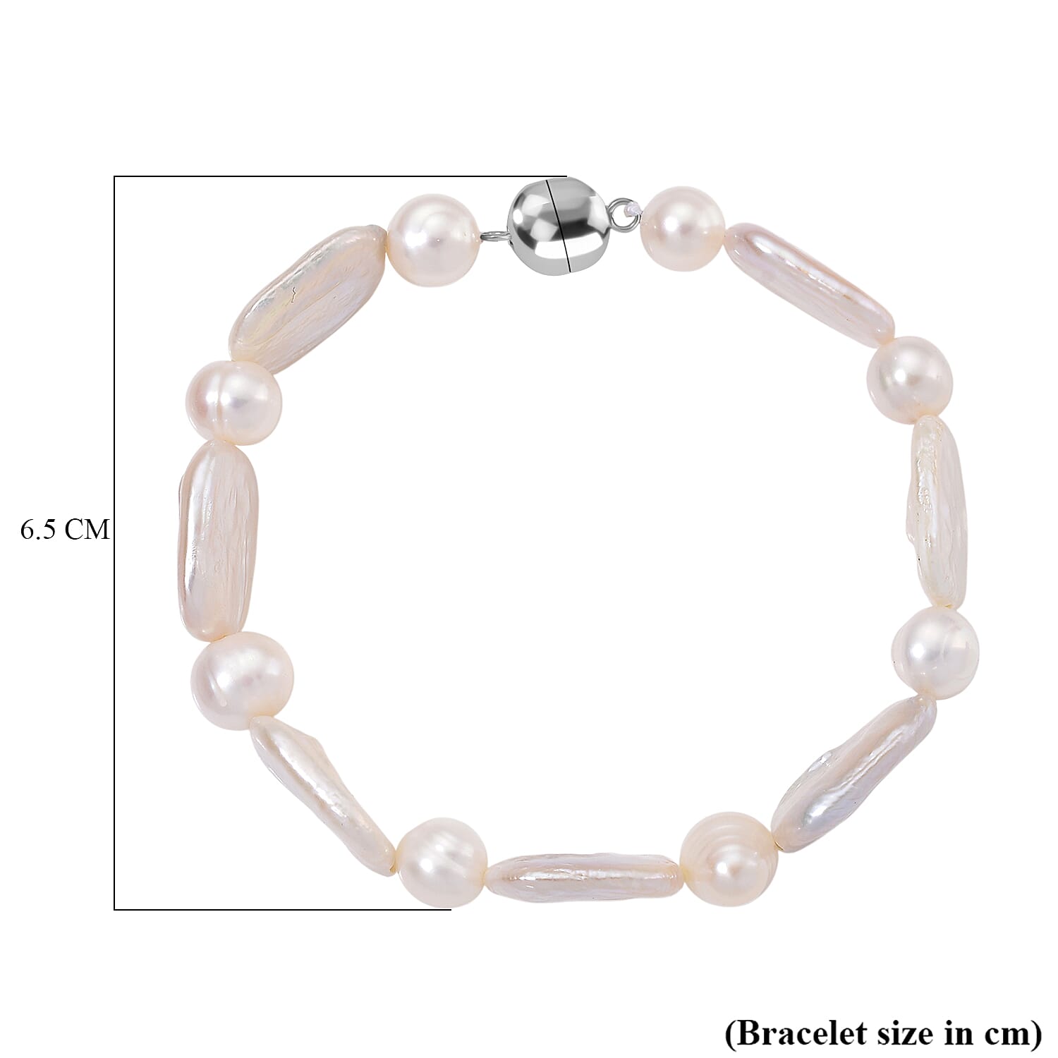 Keshi Pearl, White Fresh Water Pearl Bracelet in Rhodium Overlay Sterling Silver Keshi Pearl, White Fresh Water Pearl Bracelet in Rhodium Overlay Sterling Silver