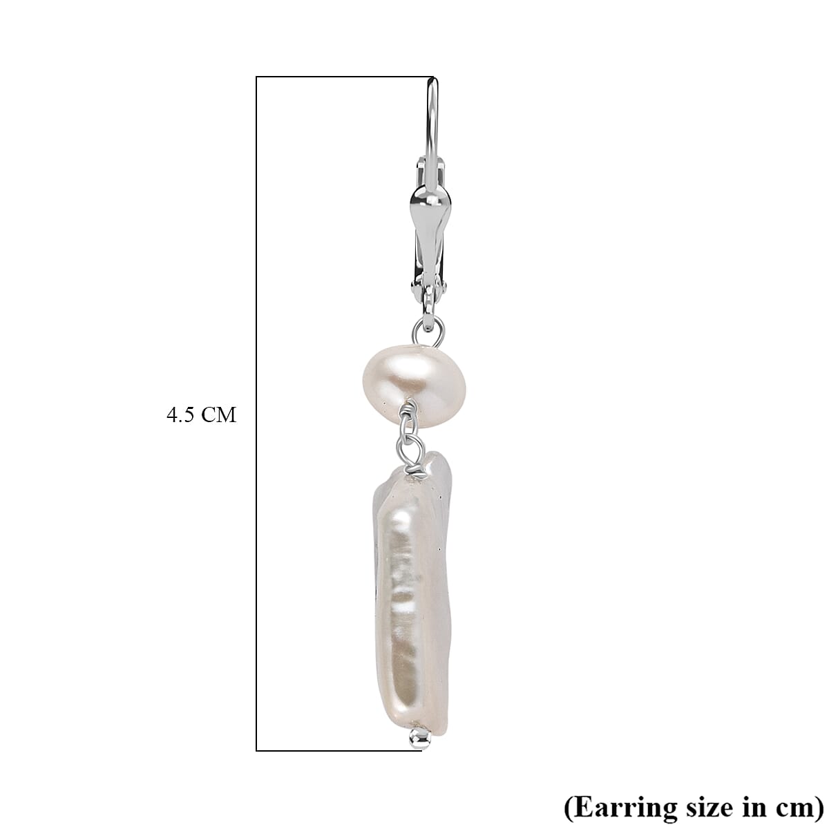 Pearl Earring with Lever Back in Rhodium Overlay Sterling Silver 26.00 Ct. Pearl Earring with Lever Back in Rhodium Overlay Sterling Silver 26.00 Ct.