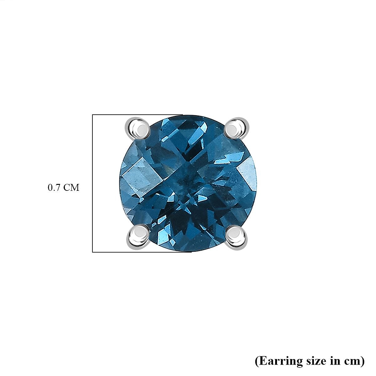 London Blue Topaz Solitaire Stud Push Post Earring in Rhodium Overlay Sterling Silver 2.48 Ct.