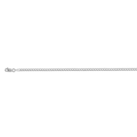 Vicenza Collection Sterling Silver 3MM Curb Necklace (Size - 18) with Lobster Clasp Silver