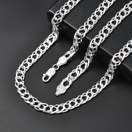 Vicenza Closeout Deal -  Sterling Silver Double Curb Necklace (Size - 22) with Lobster Clasp, Silver Wt. 30 Gms.