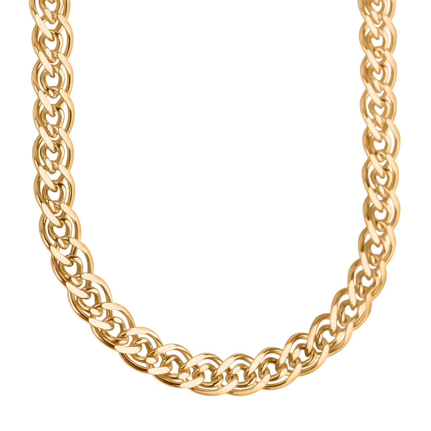 Vicenza Collection - Sterling Silver Double Curb Necklace (Size - 22) with Lobster Clasp in Gold Plating