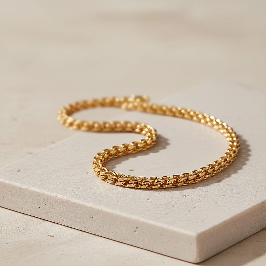 Vicenza Collection - Sterling Silver Double Curb Necklace (Size - 22) with Lobster Clasp in Gold Plating