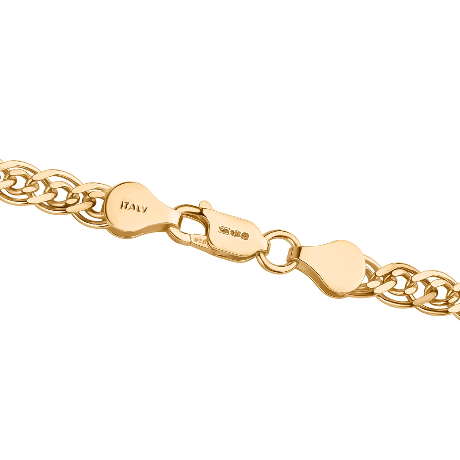 Vicenza Collection - Sterling Silver Double Curb Necklace (Size - 22) with Lobster Clasp in Gold Plating