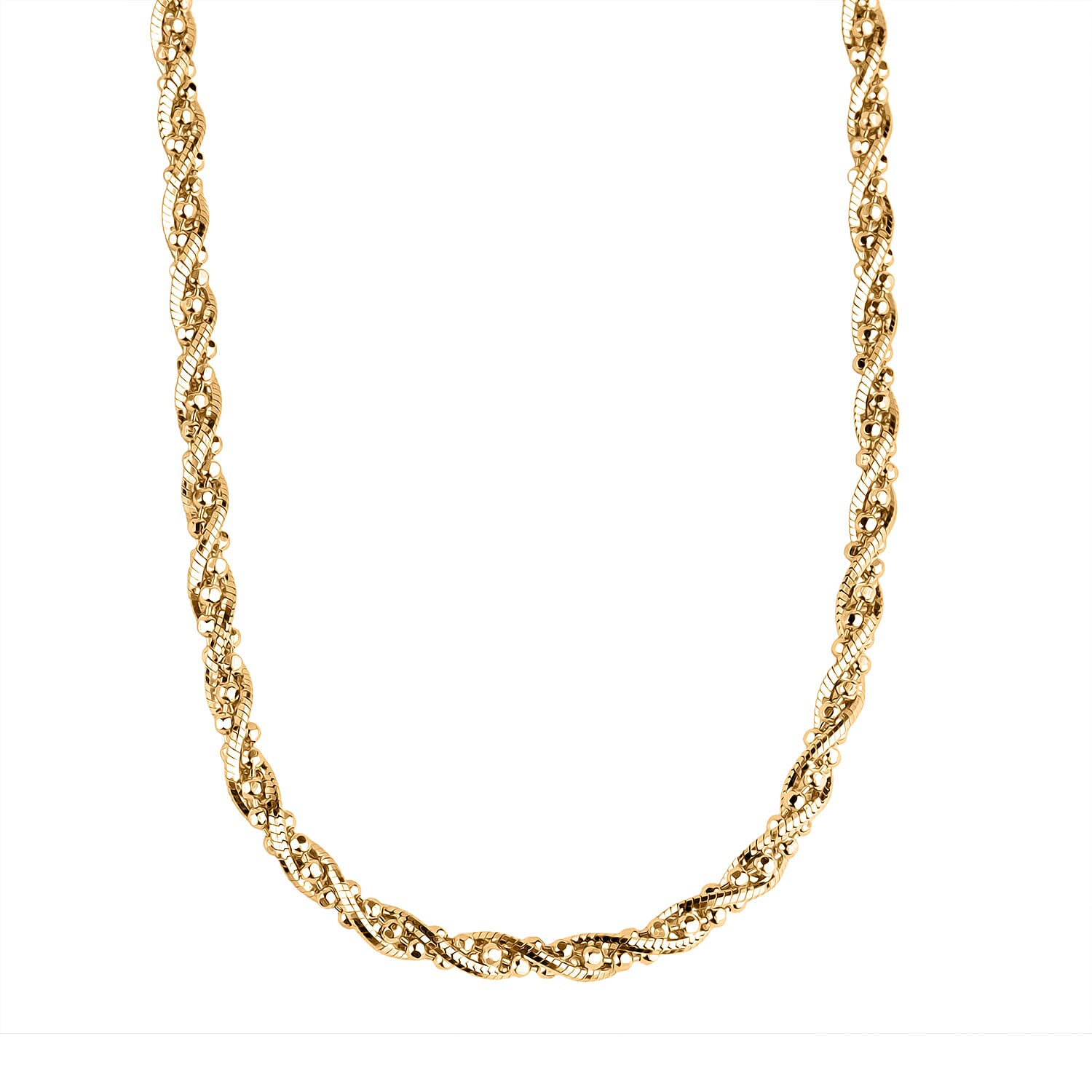 CLOSE OUT DEAL - Sterling Silver Fancy Twisted Snake Necklace (Size - 22) in Yellow Gold Plating