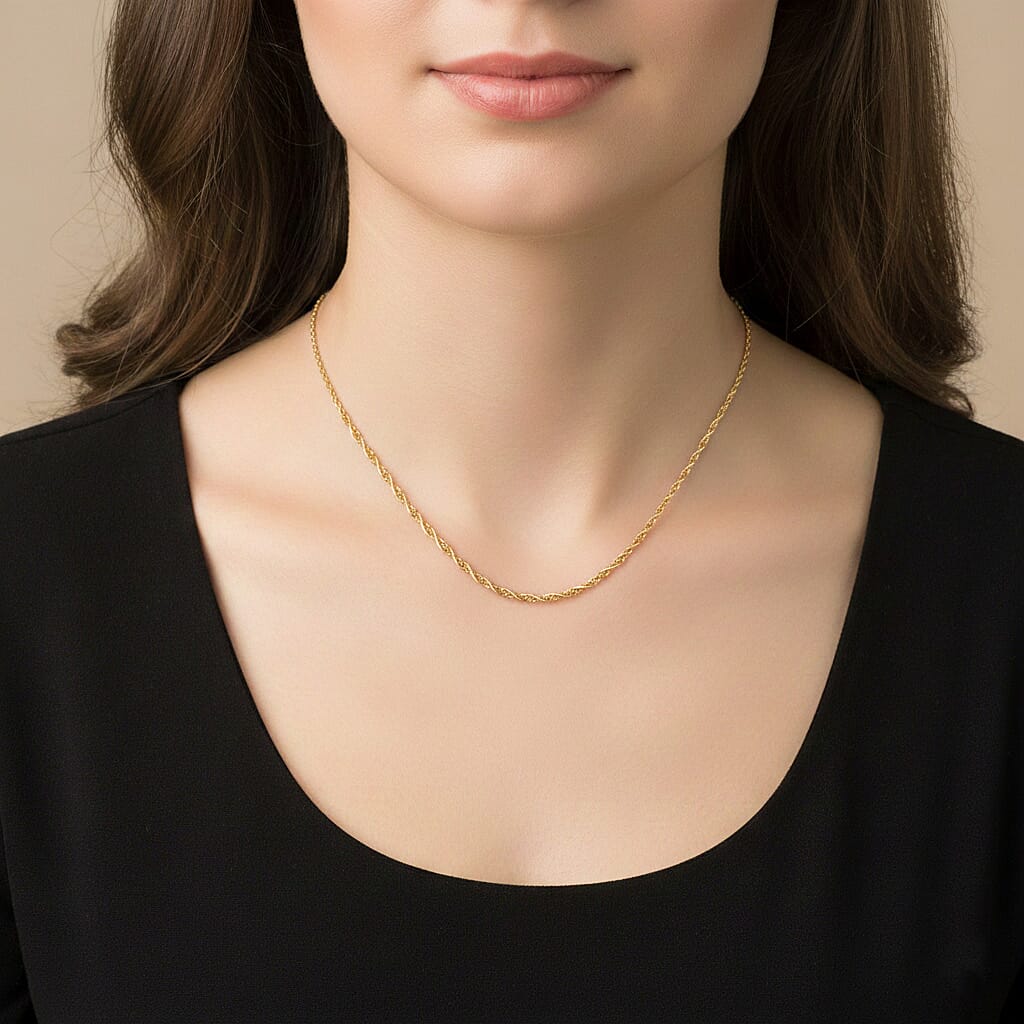 CLOSE OUT DEAL - Sterling Silver Fancy Twisted Snake Necklace (Size - 22) in Yellow Gold Plating