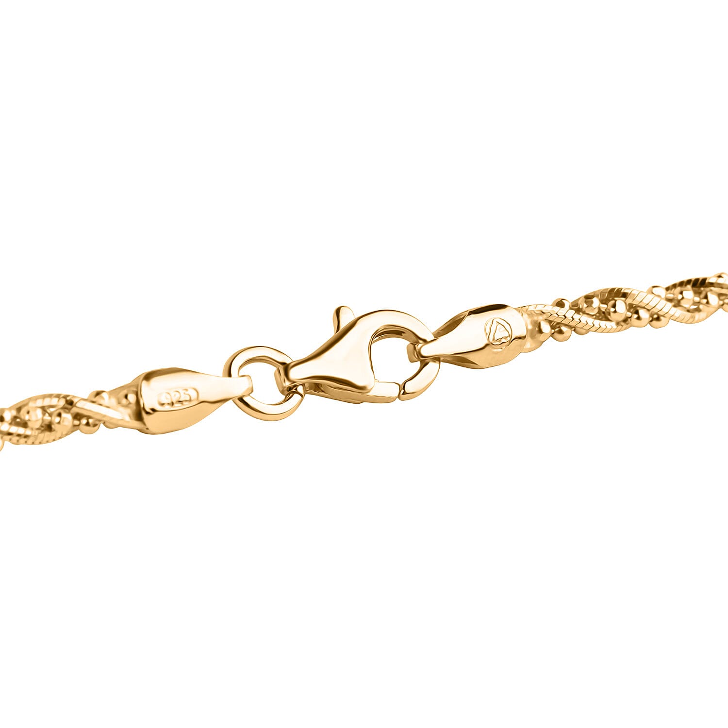 CLOSE OUT DEAL - Sterling Silver Fancy Twisted Snake Necklace (Size - 22) in Yellow Gold Plating