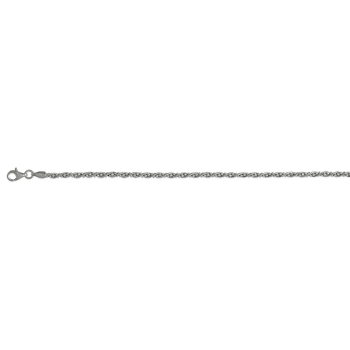 ROMA DESIGNER CLOSE OUT DEAL - Sterling Silver Fancy Twisted Snake Necklace (Size - 22) in Rhodium Overlay Sterling Silver