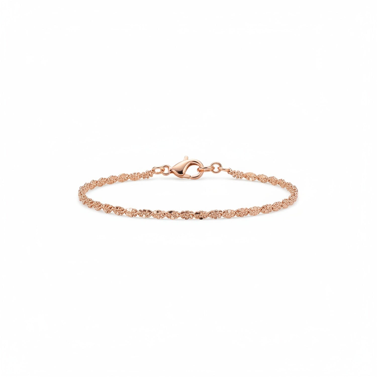 Vicenza Collection Sterling Silver Bracelet (Size - 8) with Lobster Clasp in Rose Gold Plating