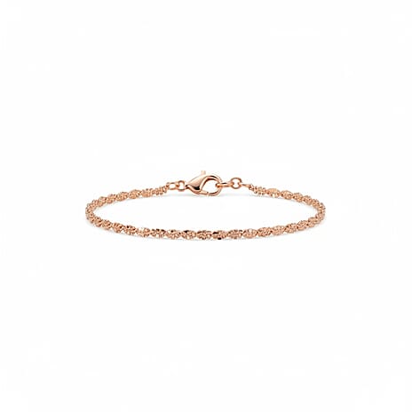 Vicenza Collection Sterling Silver Bracelet (Size - 8) with Lobster Clasp in Rose Gold Plating