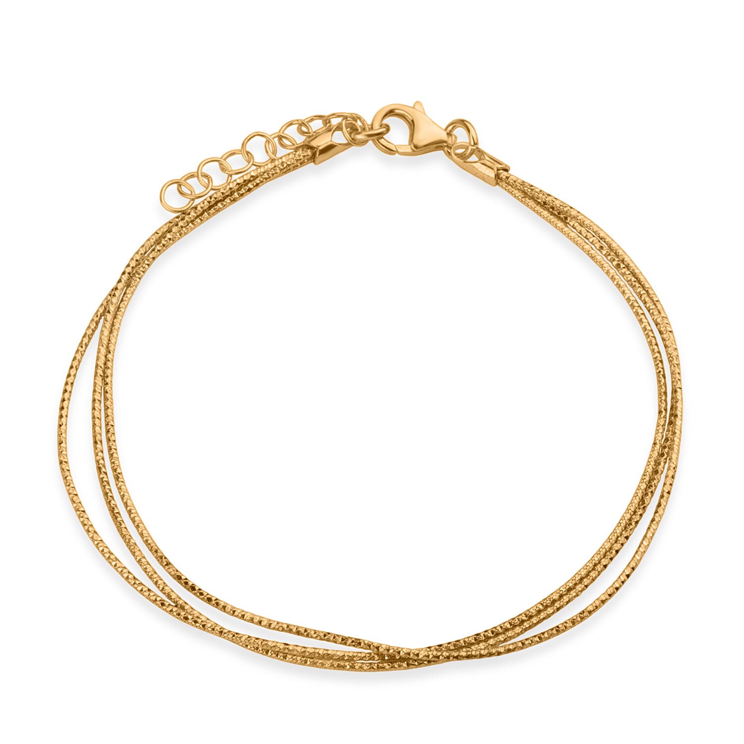 Vicenza Collection Sterling Silver Bracelet (Size - 7 - 1 Ext) with Lobster Clasp in Yellow Gold Plating