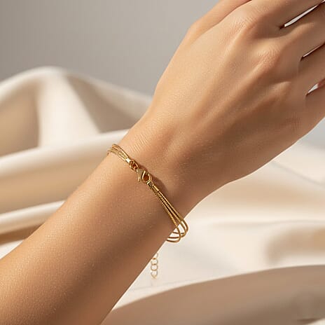 Vicenza Collection Sterling Silver Bracelet (Size - 7 - 1 Ext) with Lobster Clasp in Yellow Gold Plating