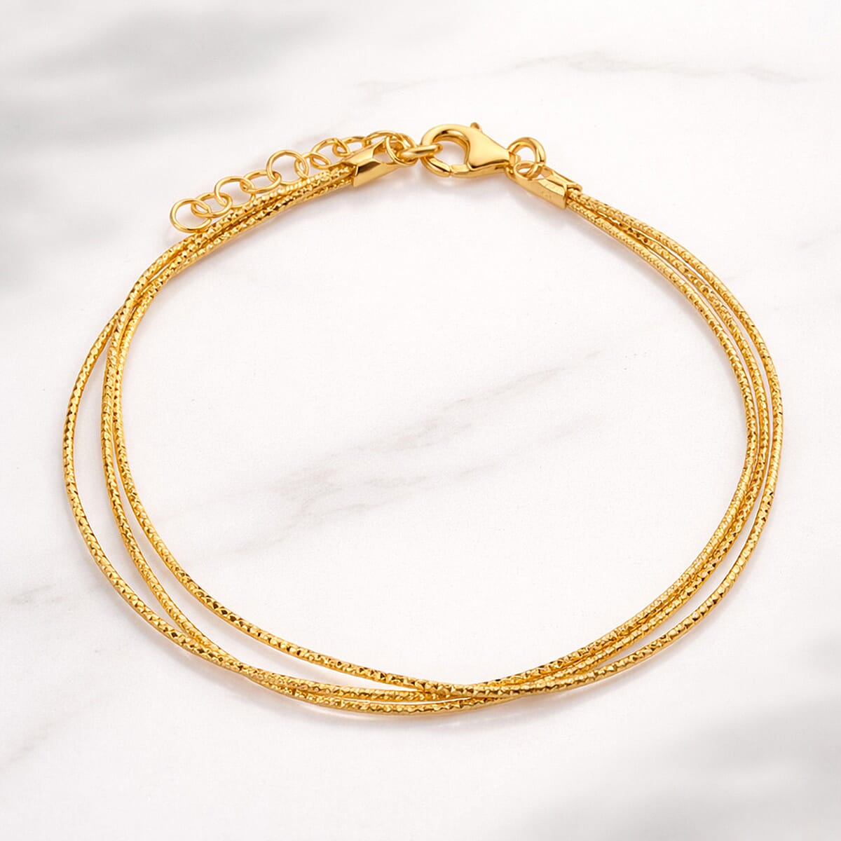 Vicenza Collection Sterling Silver Bracelet (Size - 7 - 1 Ext) with Lobster Clasp in Yellow Gold Plating