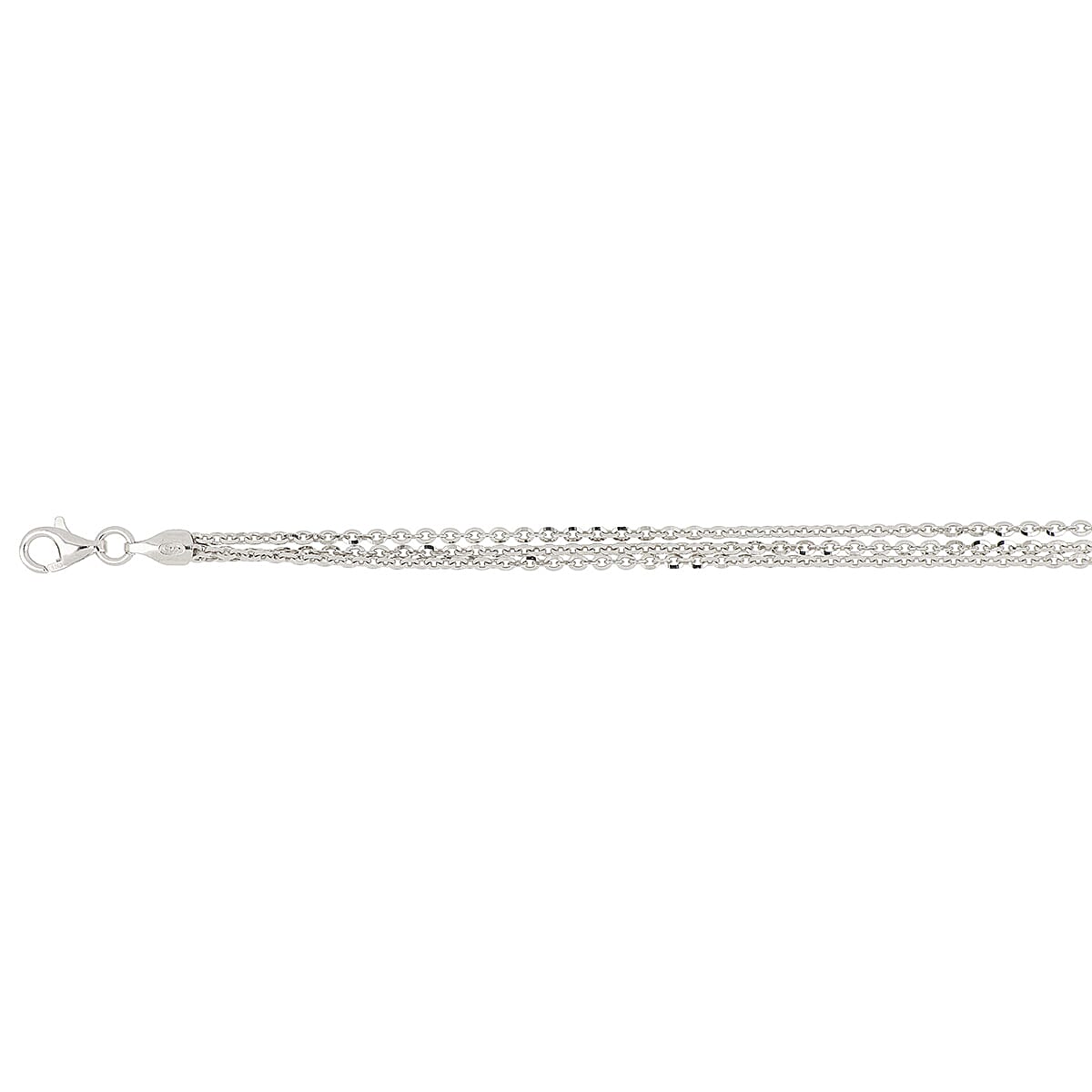 Triple Strand Italian Made Rhodium Overlay Sterling Silver Bracelet (Size 7 - 1 Ext) with Lobster Clasp