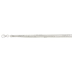 Triple Strand Italian Made Rhodium Overlay Sterling Silver Bracelet (Size 7 - 1 Ext) with Lobster Clasp