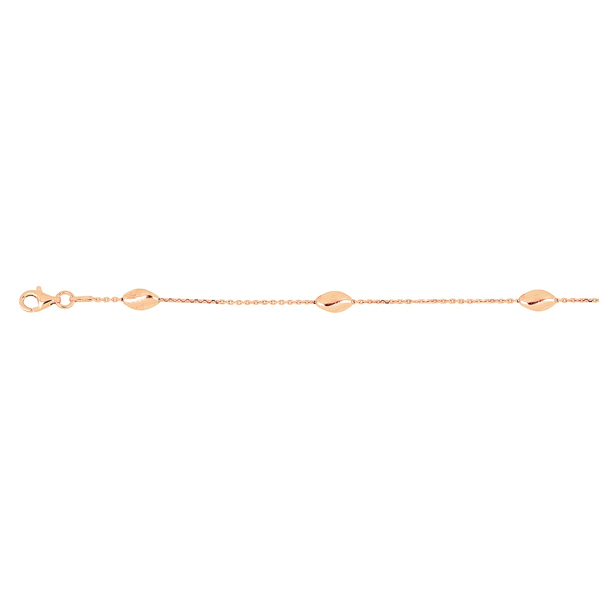 Vicenza Collection Sterling Silver Bracelet (Size - 7.5) with Lobster Clasp in Rose Gold Plating