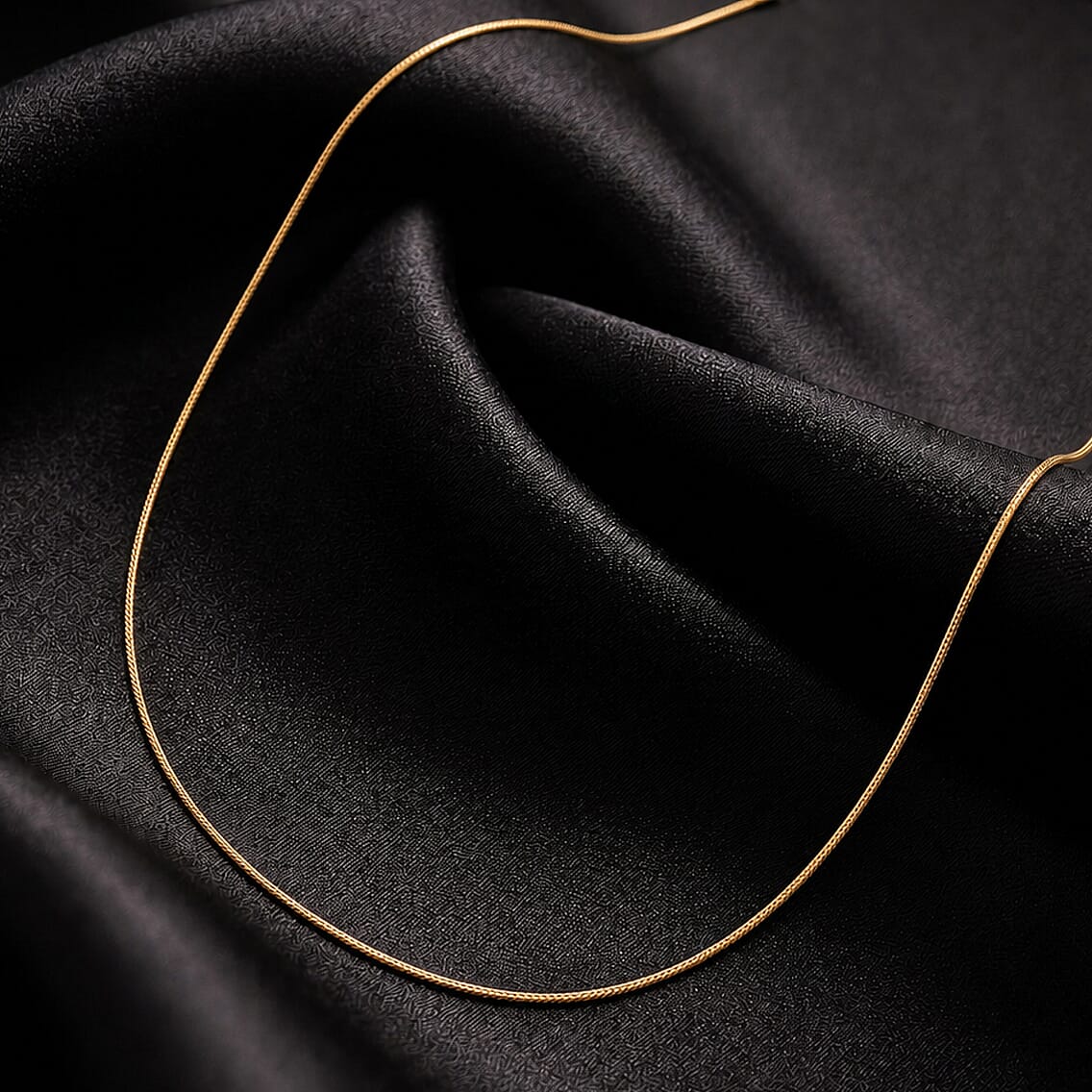 Italian Made - Sterling Silver Necklace (Size 18) with Spring Ring Clasp in Yellow Gold Plating