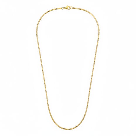 Italian Made - Sterling Silver Necklace (Size 18) with Spring Ring Clasp in Yellow Gold Plating