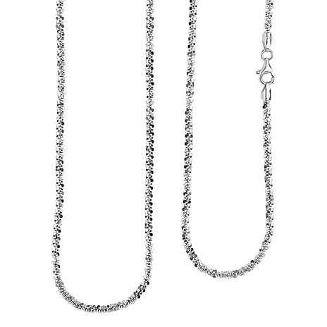 Closeout Deal - Rhodium Overlay Sterling Silver Necklace  (Size - 30) with Lobster Clasp, Silver Wt. 18.54 Gms.
