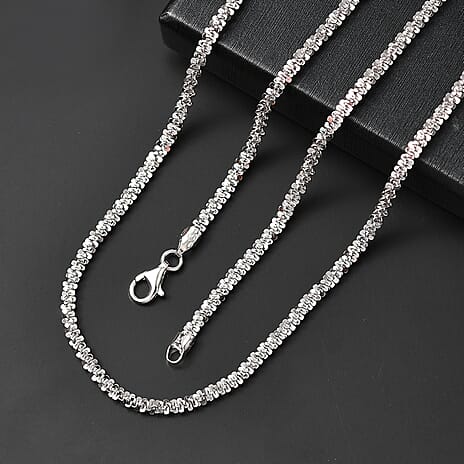 Closeout Deal - Rhodium Overlay Sterling Silver Necklace  (Size - 30) with Lobster Clasp, Silver Wt. 18.54 Gms.