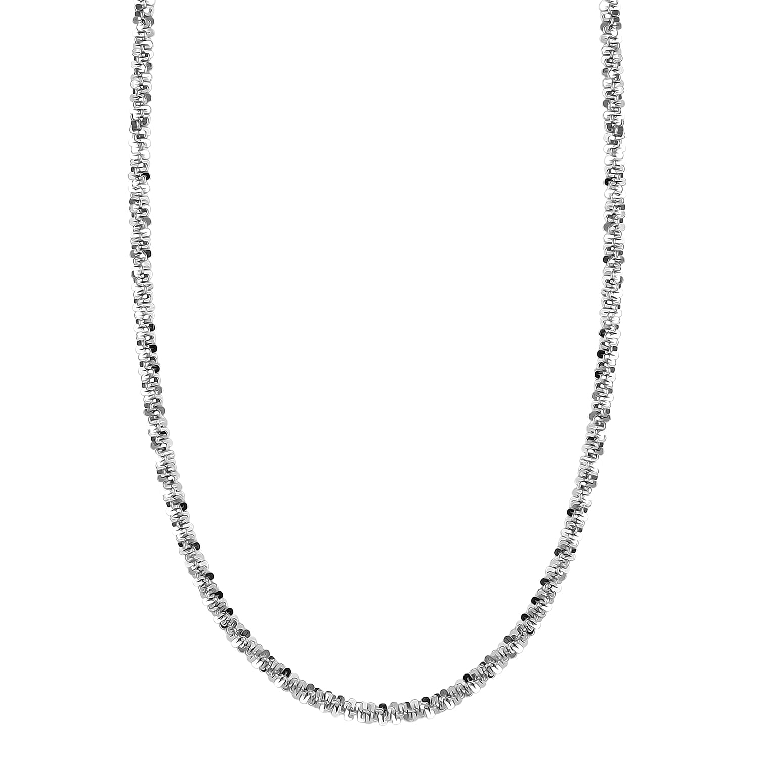 Closeout Deal - Rhodium Overlay Sterling Silver Necklace  (Size - 30) with Lobster Clasp, Silver Wt. 18.54 Gms.