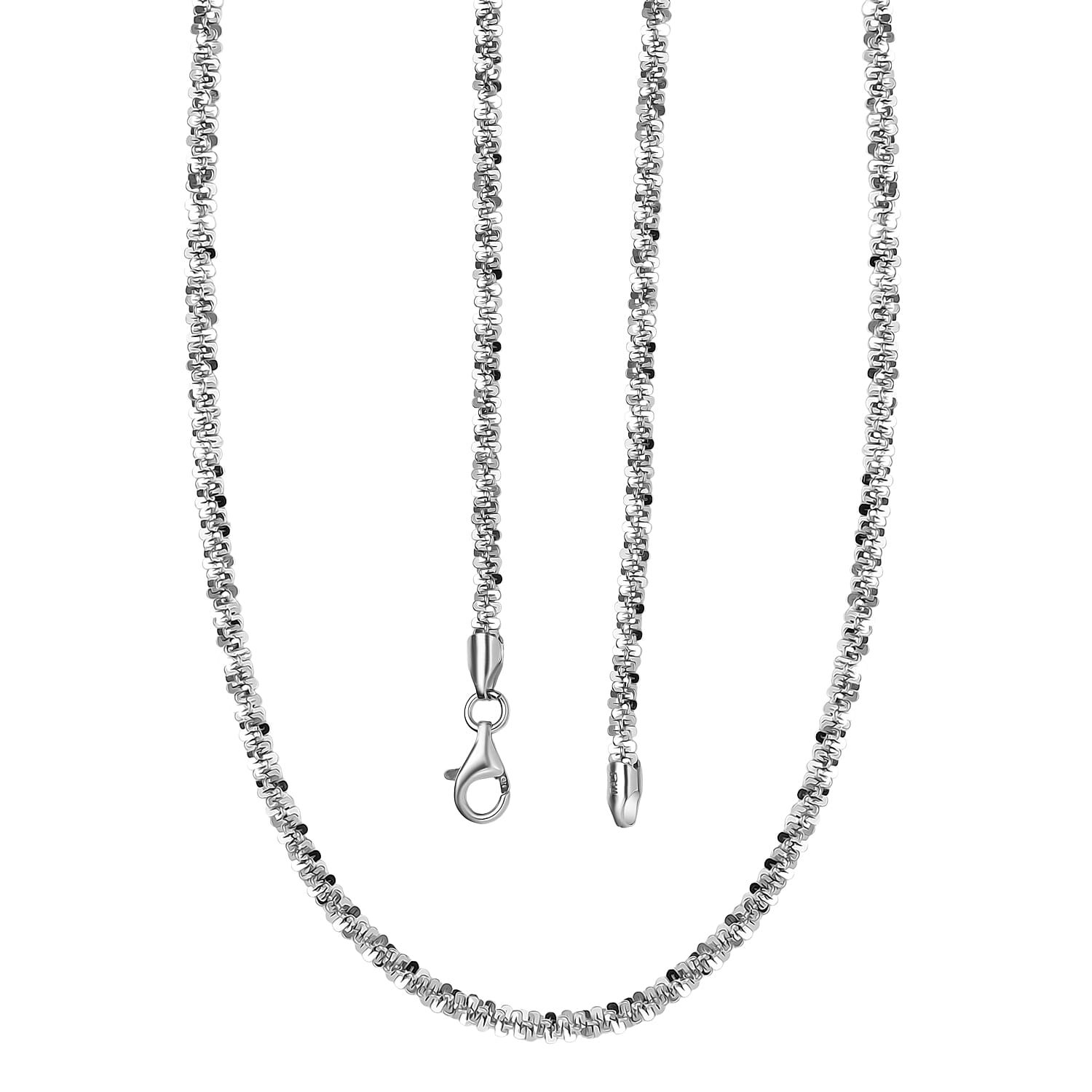 Closeout Deal - Rhodium Overlay Sterling Silver Necklace  (Size - 30) with Lobster Clasp, Silver Wt. 18.54 Gms.