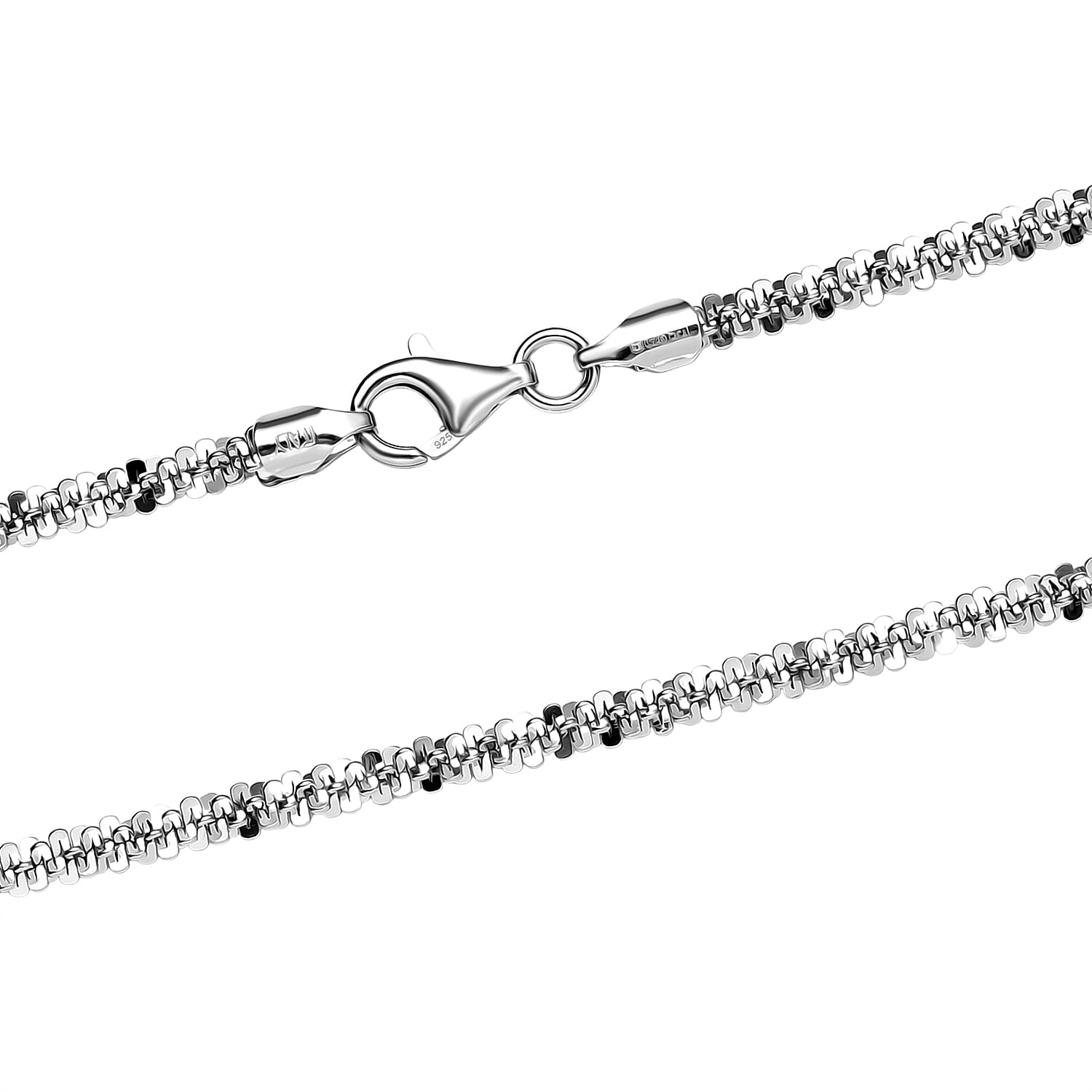 Closeout Deal - Rhodium Overlay Sterling Silver Necklace  (Size - 30) with Lobster Clasp, Silver Wt. 18.54 Gms.