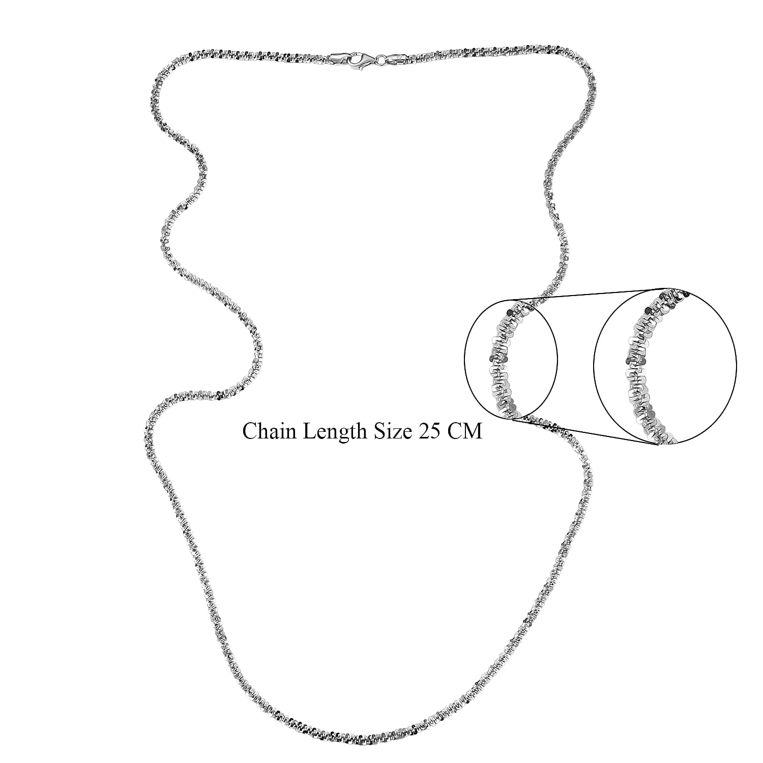 Closeout Deal - Rhodium Overlay Sterling Silver Necklace  (Size - 30) with Lobster Clasp, Silver Wt. 18.54 Gms.